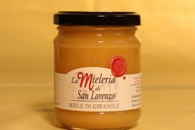 Confezione da 250 grammi del miele di girasole dell'azienda Mieleria di San Lorenzo