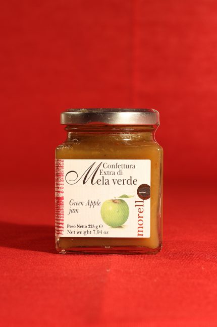 Confezione da 225 grammi della confettura extra di mela verde di Morello Austera
