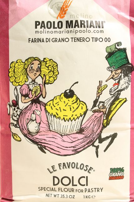 Etichetta della farina per dolci di grano tenero tipo 00 del molino Paolo Mariani