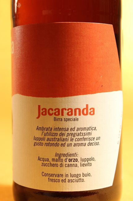 Etichetta laterale della birra Jacaranda da 33 cl del birrificio RentOn di Fano