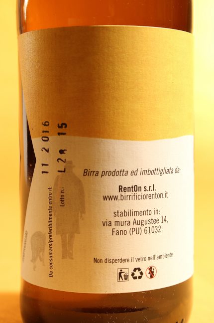 Etichetta laterale della birra Susi da 33 cl del birrificio RentOn di Fano
