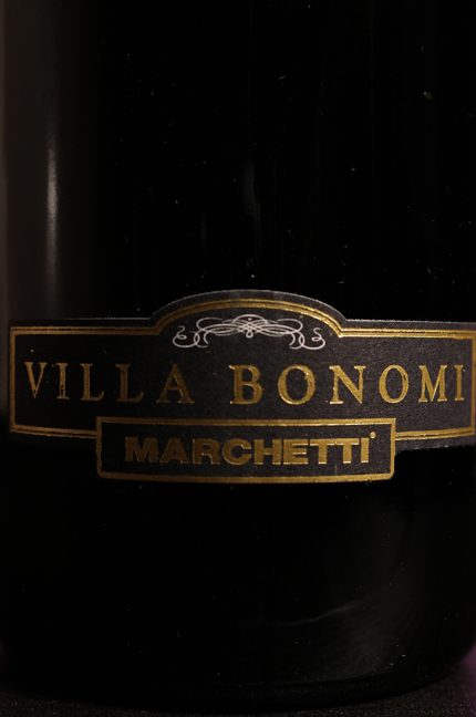 Etichetta del vino rosso Conero Riserva Villa Bonomi 2012 dell'azienda agricola Marchetti di Pontelungo (Ancona)