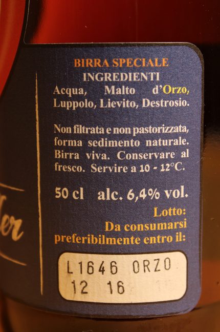 Etichetta lato destro della birra Marina in bottiglia da 500ml del birrificio Mukkeller