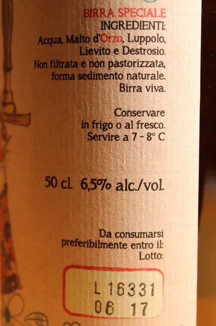 Etichetta posteriore della birra Mazzu de fiuri del birrificio Mukkeller